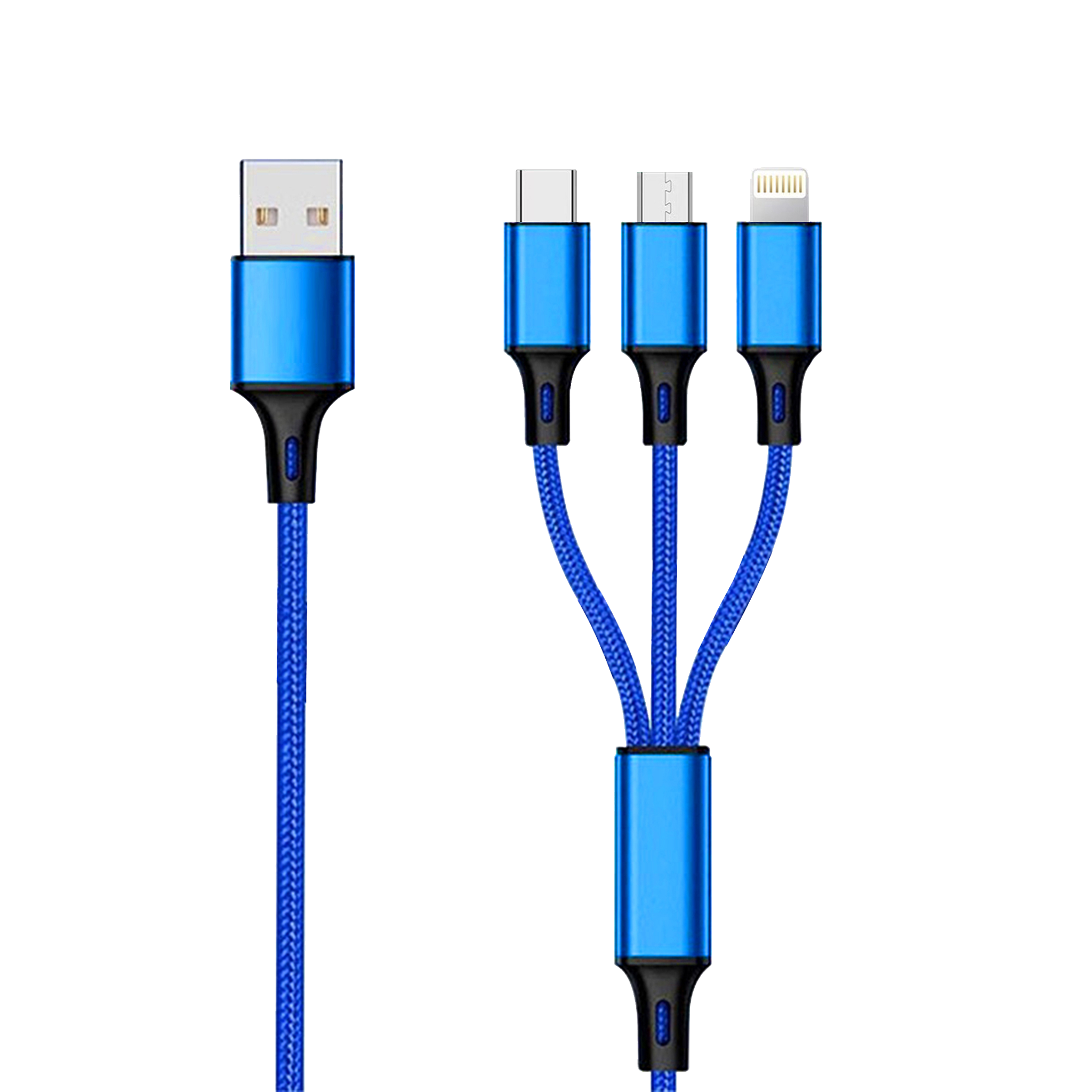 Picture of 3in1 USB Ladekabel blau - Mirco USB & Apple 8pin & USB Type C