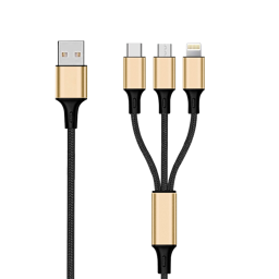 Show details for 3in1 USB Ladekabel gold- Mirco USB & Apple 8pin & USB Type C Picture of 3in1 USB Ladekabel gold- Mirco USB & Apple 8pin & USB Type C