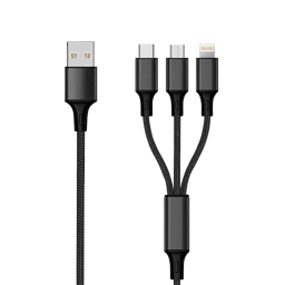 Bild von 3 in 1 USB Ladekabel - schwarz - 150cm