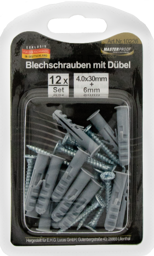 Zeige Details für Blechschrauben 4 x 30mm mit Dübel 6mm Bild von Blechschrauben 4 x 30mm mit Dübel 6mm