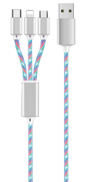 Zeige Details für 3 in 1 USB LED Kabel - multicolor - 100cm Bild von 3 in 1 USB LED Kabel - multicolor - 100cm