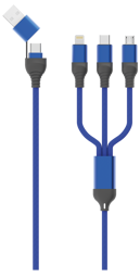 Zeige Details für All in One USB / Type C Ladekabel - blau - 120cm Bild von All in One USB / Type C Ladekabel - blau - 120cm