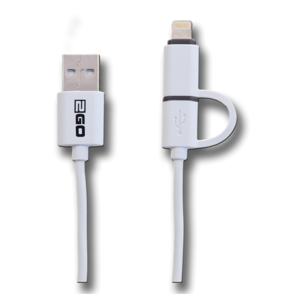Picture of 2 in 1 USB Datenkabel - Micro-USB & Apple 8-Pin - weiss