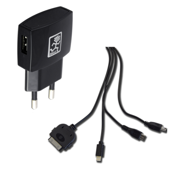Bild von Mini 4 in 1 USB Netzladegerät 100V-240V - schwarz