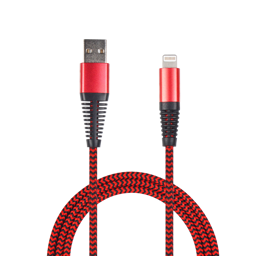 Picture of USB Datenkabel - Apple 8pin - Nylon-Ummantelung - Metallstecker - Rot