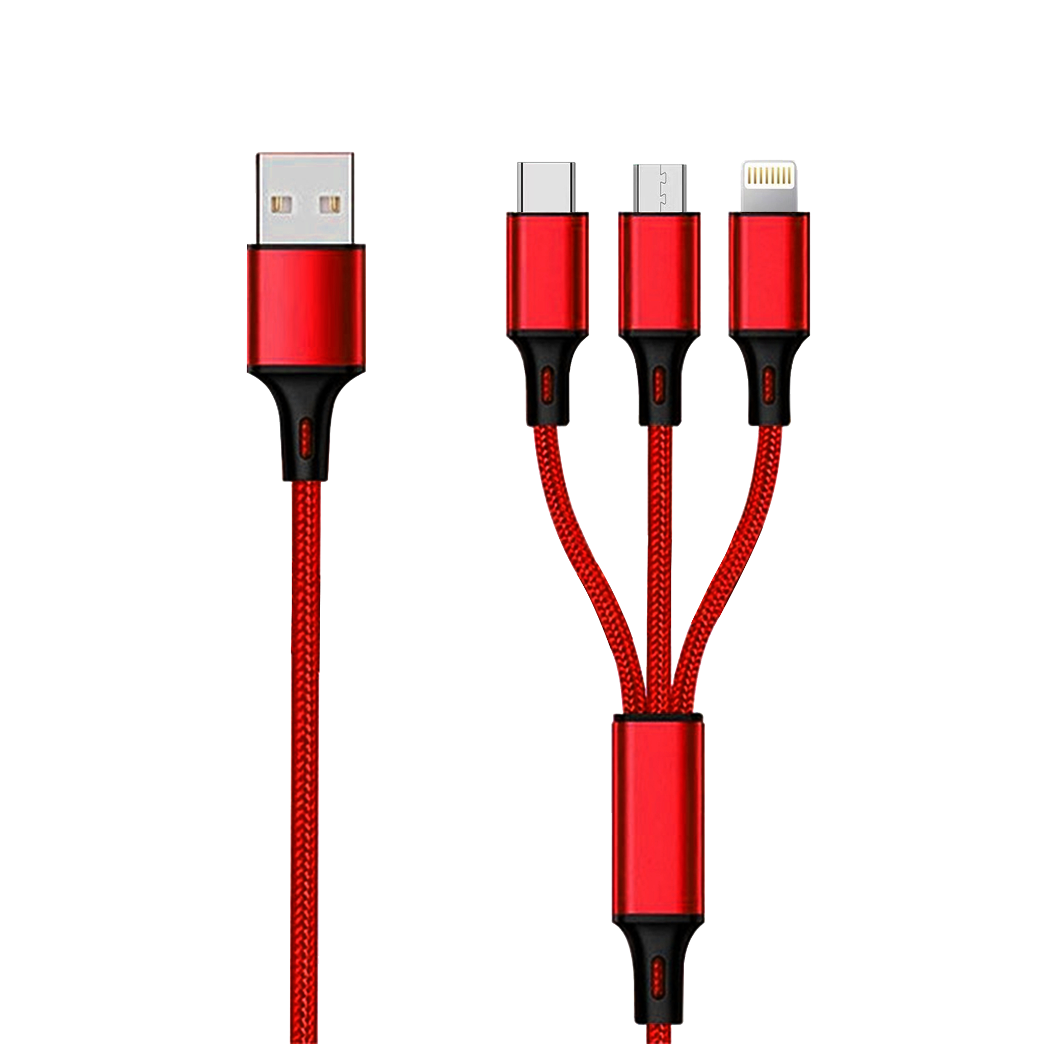 Picture of 3in1 USB Ladekabel rot - Mirco USB & für Apple 8pin & USB Type C