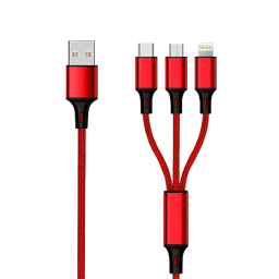 Bild von 3 in 1 USB Ladekabel - rot - 150cm
