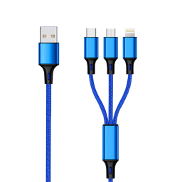 Bild von 3 in 1 USB Ladekabel - blau - 150cm