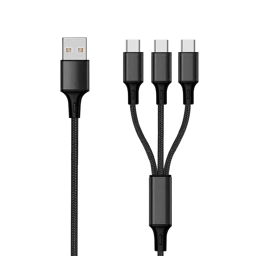 Bild von 3 in 1 USB Ladekabel - schwarz - 150cm