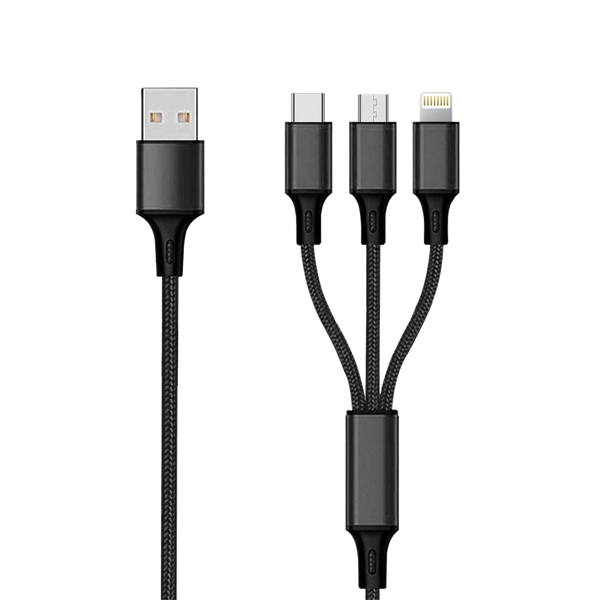 Picture of 3in1 USB Ladekabel schwarz - Mirco USB & Apple 8pin & USB Type C