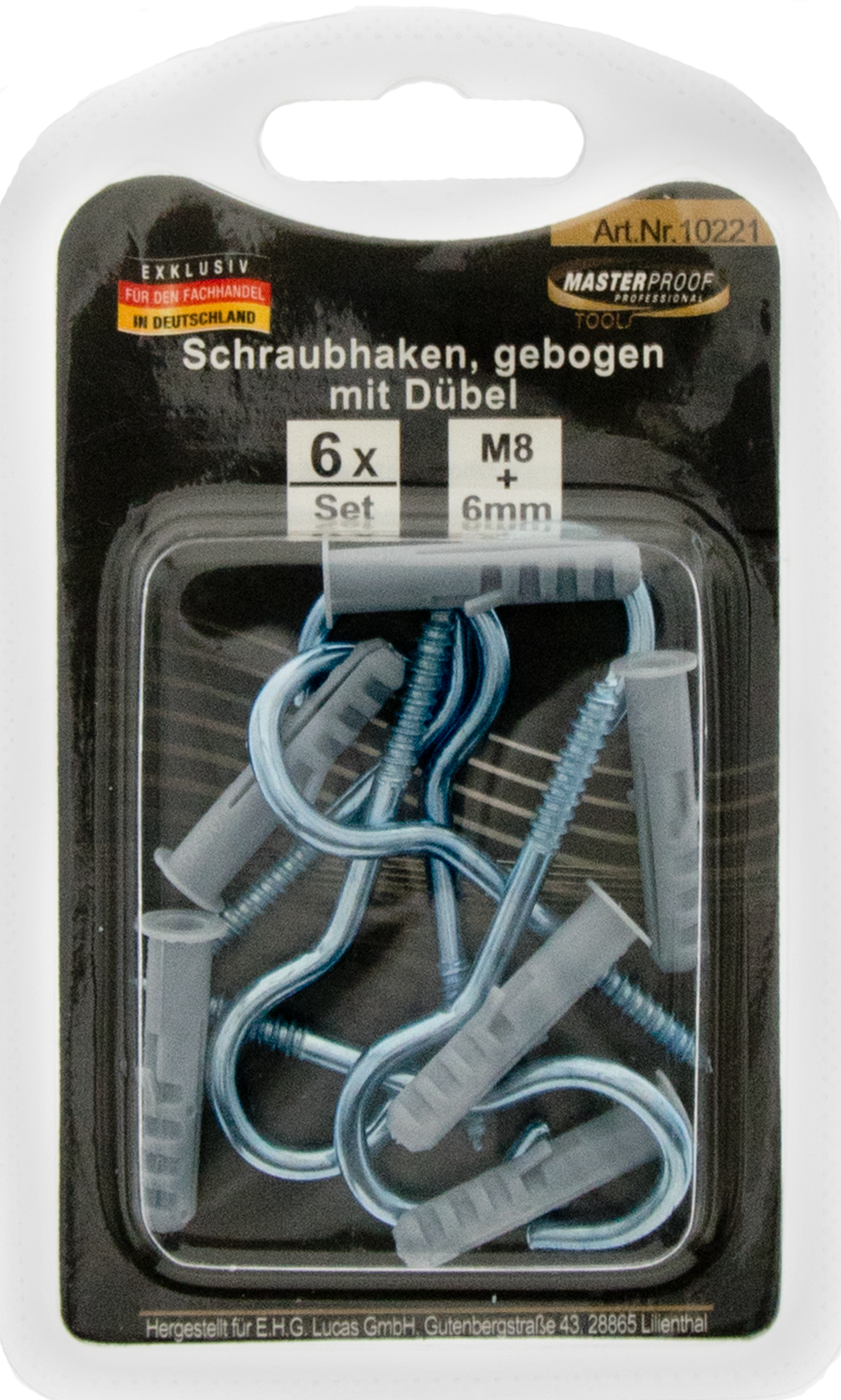 Picture of Schraubhaken M8, gebogen mit Dübel 6mm