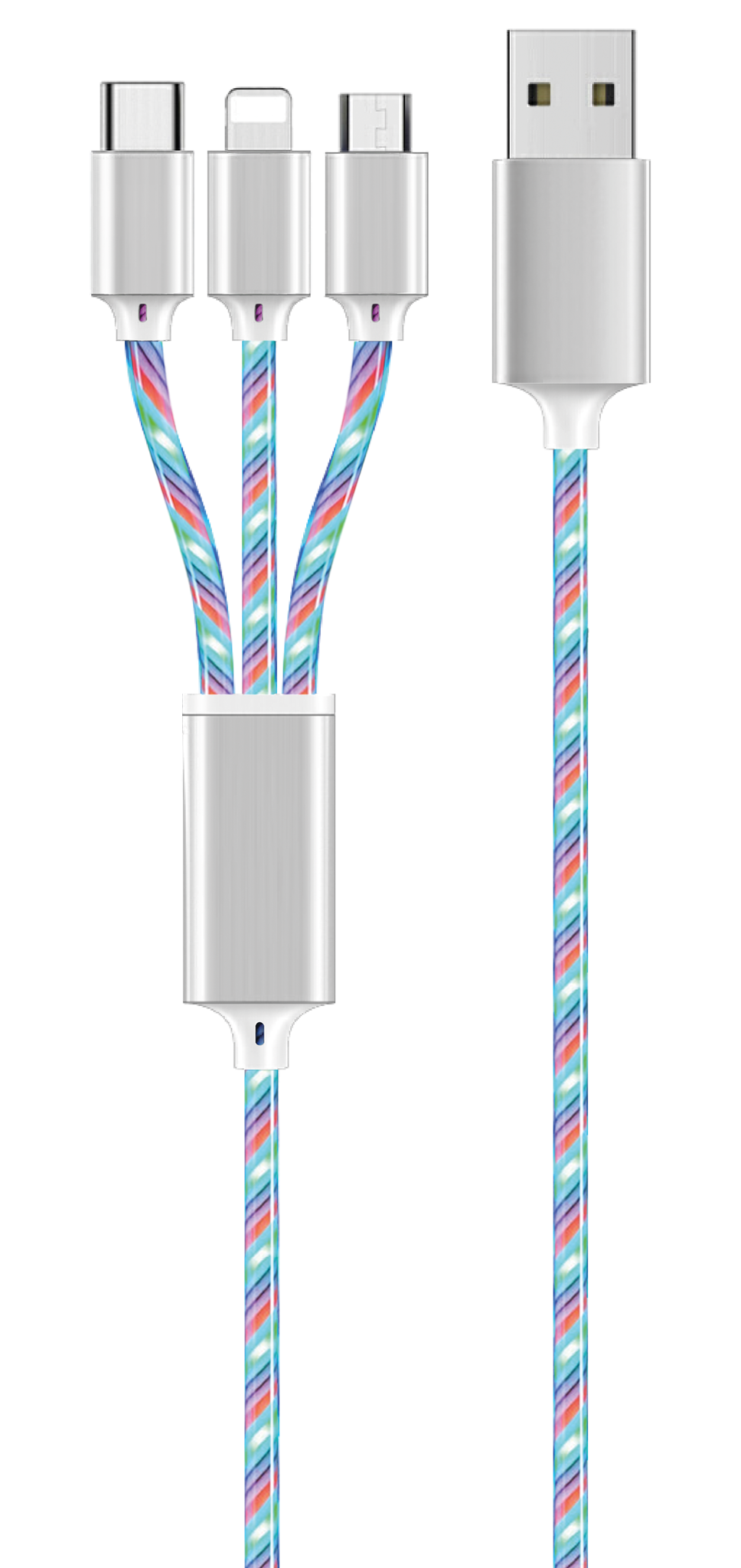 Bild von 3 in 1 USB LED Kabel - multicolor - 100cm