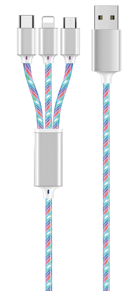 Bild von 3 in 1 USB LED Kabel - multicolor - 100cm
