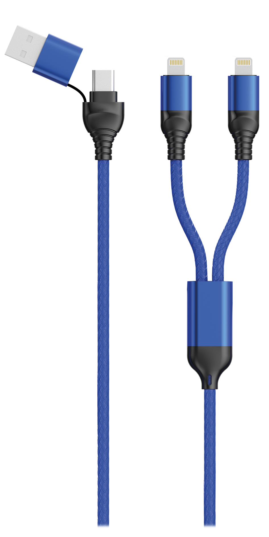 Picture of Duo USB / Type C Ladekabel Lightning - blau - 120cm