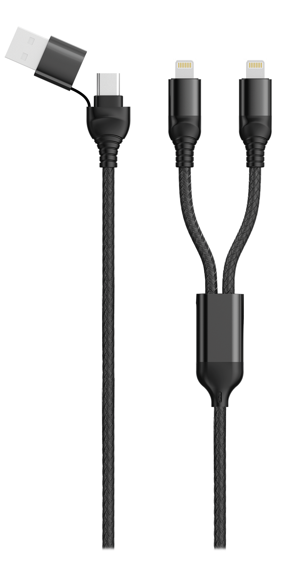 Bild von Duo USB / Type C Ladekabel Lightning - schwarz - 120cm