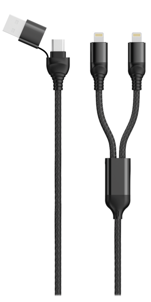 Picture of Duo USB / Type C Ladekabel Lightning - schwarz - 120cm