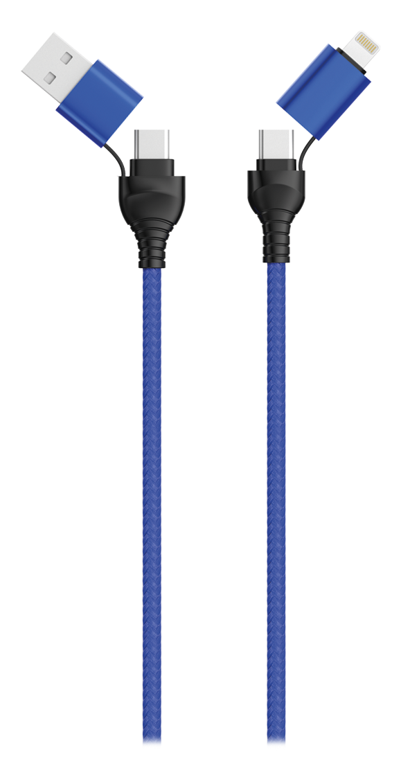Picture of 4 in 1 USB / Type C Datenkabel - blau - 120cm