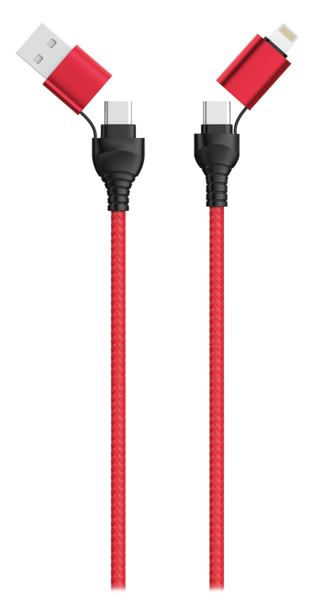 Picture of 4 in 1 USB / Type C Datenkabel - rot - 120cm