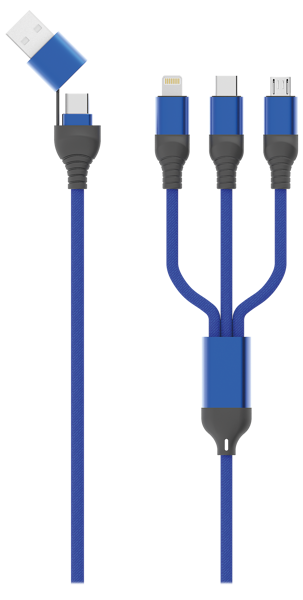 Picture of All in One USB / Type C Ladekabel - blau - 120cm