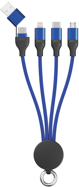 Bild von All in One USB / Type C Ladekabel blau 15cm