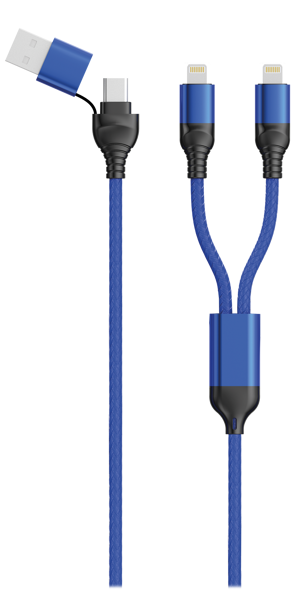 Picture of Duo USB / Type C Ladekabel Lightning blau 120cm