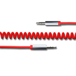 Picture of AUX-Kabel 3,5mm Klinkenstecker <-> 3,5mm Klinkenstecker 1,5m, Spiralkabel, rot