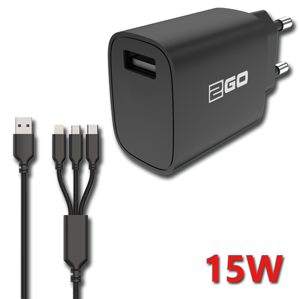 Bild von Universal Netz-Ladeset 100V-240V (2-teilig) - 3 in 1 - schwarz