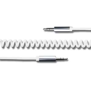 Picture of AUX-Kabel 3,5mm Klinkenstecker <-> 3,5mm Klinkenstecker 1,5m, Spiralkabel, weiß