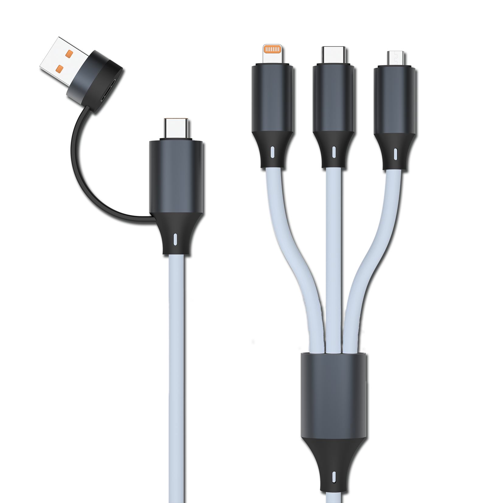 Picture of All in One USB A / USB Type-C Ladekabel - hell blau - 120 cm